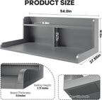 2-Tier Washer Dryer Countertop, 18.5" Raised Height Laundry Countertop with Edge Rails and Non-Slip Pad, 54" W x 27.55" D Washer and Dryer Topper for Laundry Room Storage Organization (Gray)