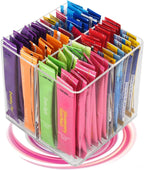 Drink Packet Organizer For Powdered Drink Mix,Powder Packet,Water Packet,Water Flavor Packet,Lazy Susan Organizer Rotating Holder for Drink Mix Necessities（Square）