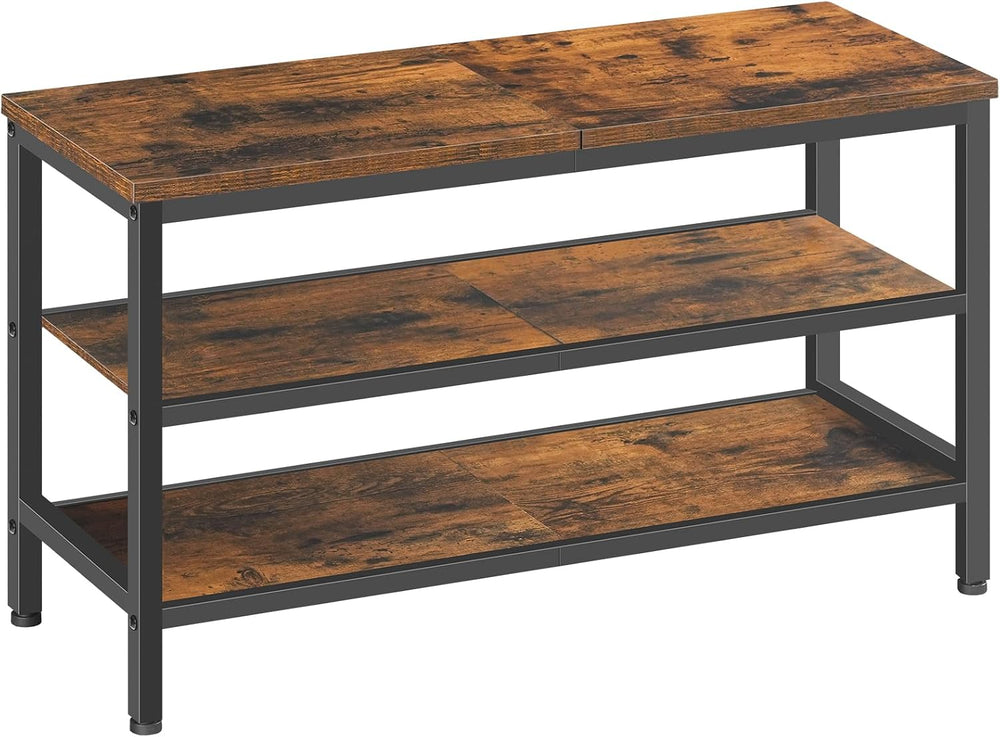 YATINEY Wooden Shoe Bench, 3-Tier Industrial Shoe Storage Bench, Sturdy Shoe ...
