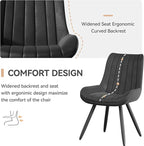Mid Century Modern Dining Chairs Set of 4, Soft Cushion Upholstered Fabric Kitchen Chairs, Black