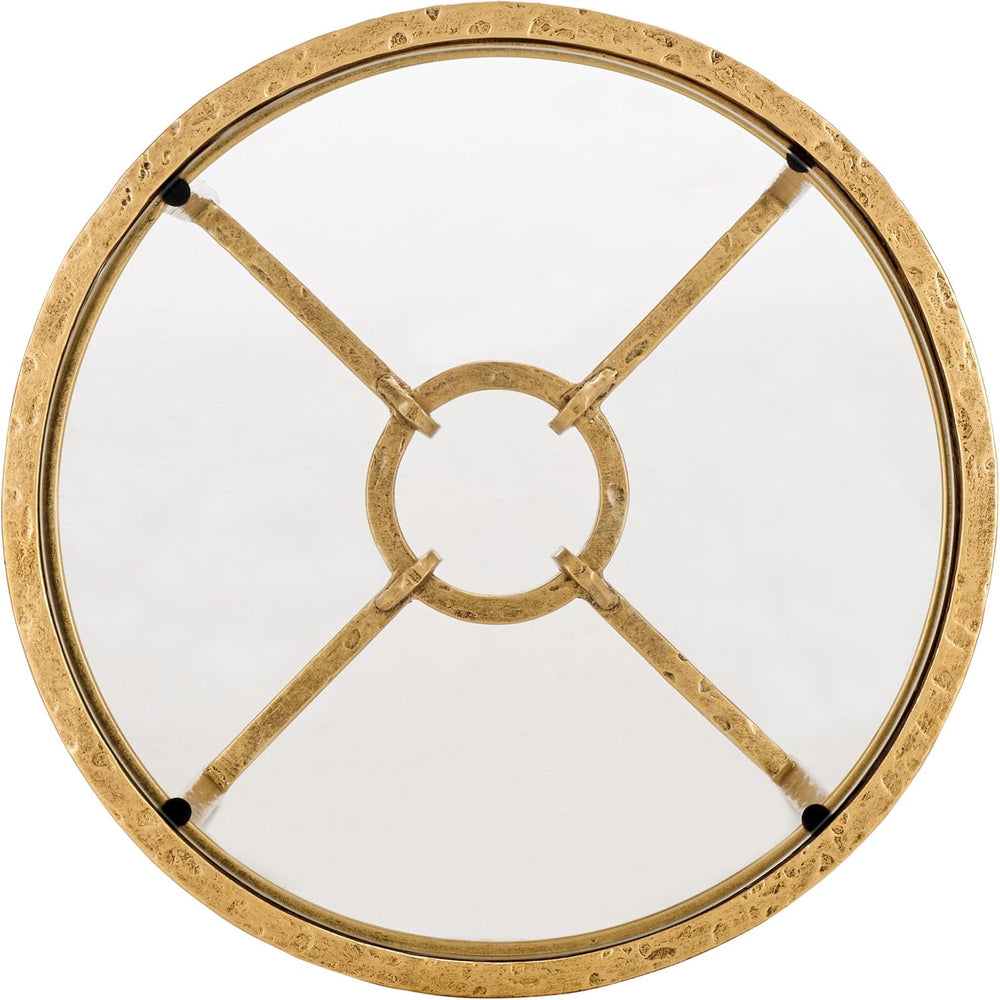 SAFAVIEH Couture Collection Tauri Brass Metal Glass Top Round Accent Table (F...