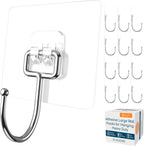 GLUIT Adhesive Large Wall Hooks for Hanging Heavy Duty 22 lbs Hooks for Walls No Damage, Towel Sticky Clear Hooks, Waterproof, Home, Bathroom, Kitchen, Office, and Outdoor 12 Pack