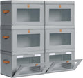 Large Closet Storage Bins - Collapsible Storage Bins with Handles & Window, Fabric Cube Organizer with Lids, Decorative Boxes for Living Room, Closet, Dorm, 6 Pack, Grey