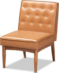 Baxton Studio Riordan Mid-Century Modern Tan Faux Leather Upholstered and Walnut Brown Finished Wood Dining Chair