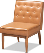 Baxton Studio Riordan Mid-Century Modern Tan Faux Leather Upholstered and Walnut Brown Finished Wood Dining Chair