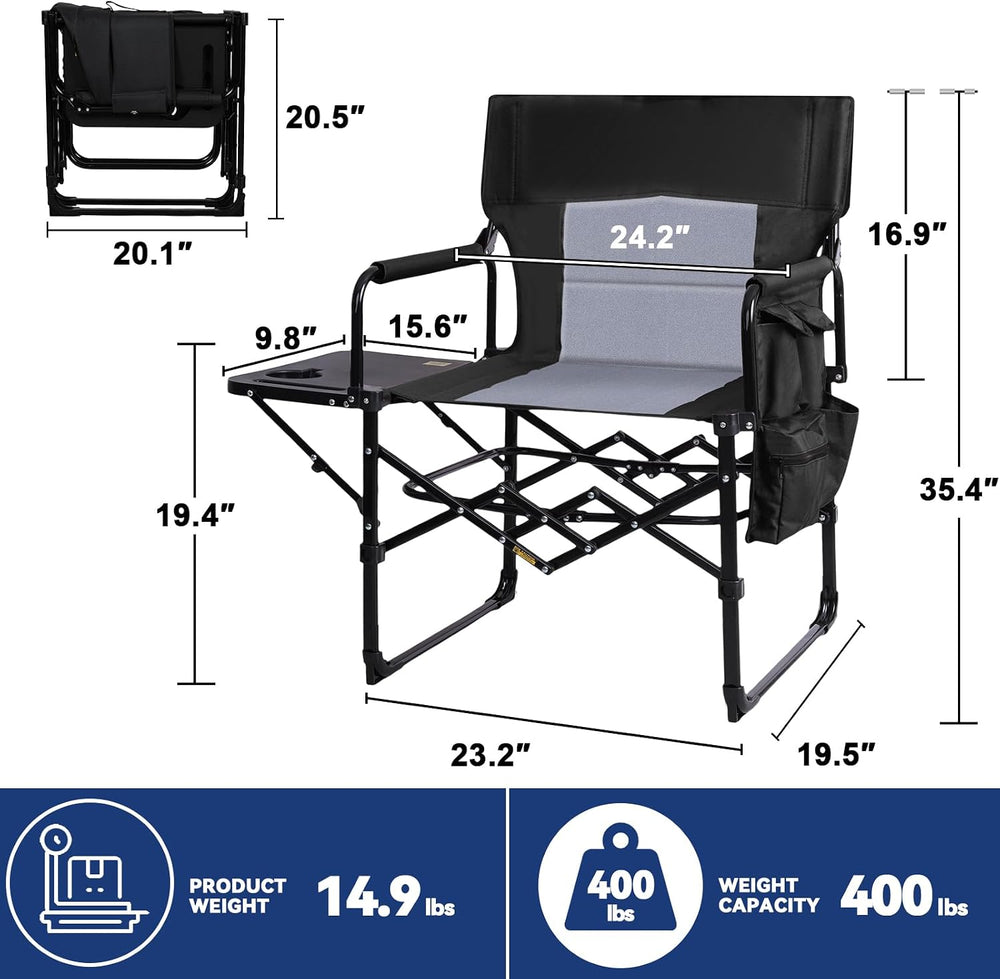 Romswi 2Pack Director Chairs for Outdoor, Folding Camping Chair, Compact Dire...