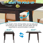 29"- 45" Extendable Dining Table for 2-4, Folding Square Dinner Table Small Kitchen Dining Room Tables with Wood Legs for Small Space, Kitchen, Living Room, Espresso