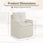 Upholstered Dining Chairs Set of 1, Modern Dining Room Chairs with Casters & Washable Cover, Rolling Accent Chair with Hidden Storage for Kitchen, Farmhouse, Living Room, Beige, 1 Box