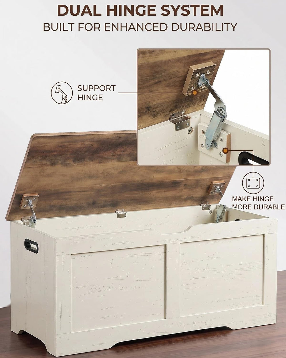 Timberer 39.4" Storage Chest, Storage Trunk with 2 Safety Hinges, Wooden...