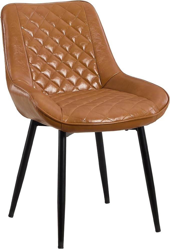Dining Chair, Modern Dining Chairs with Thick Cushions, Faux Leather Upholste...