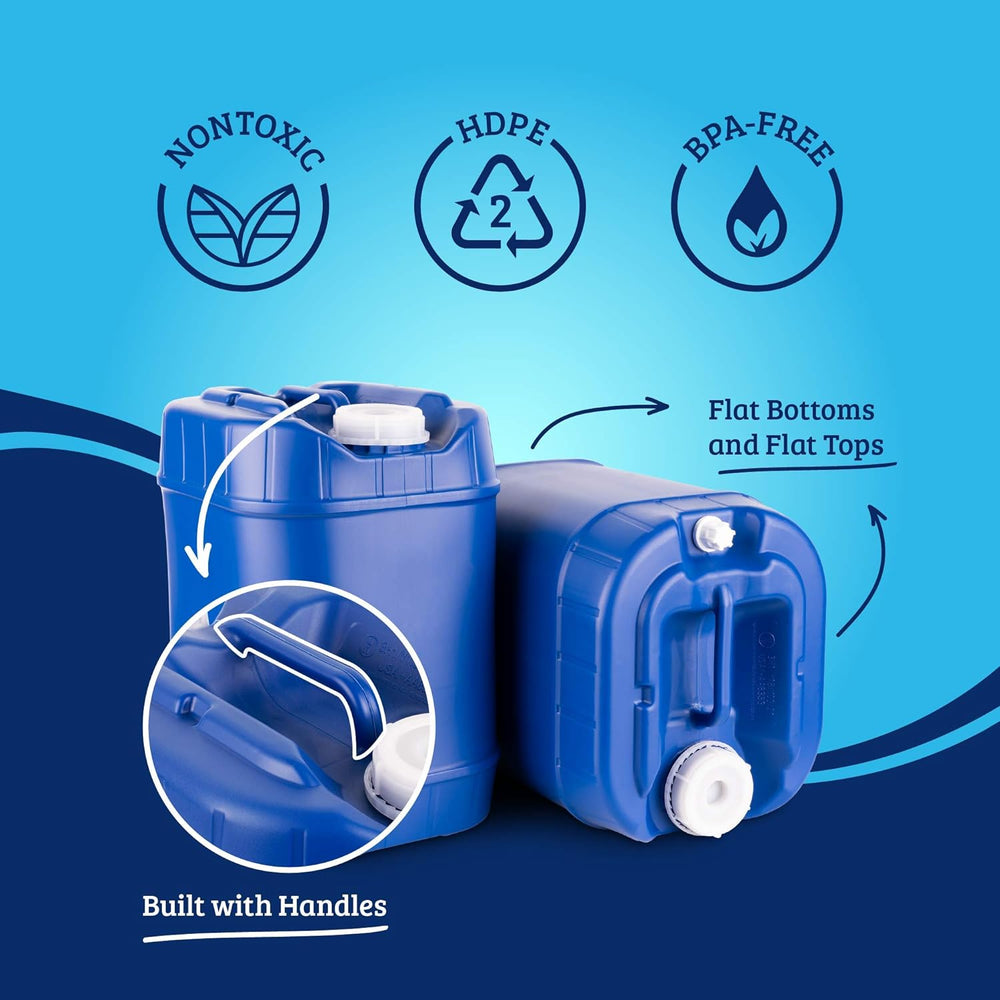 5-Gallon Stackable Water Storage Containers with Lids, Emergency Water Storag...