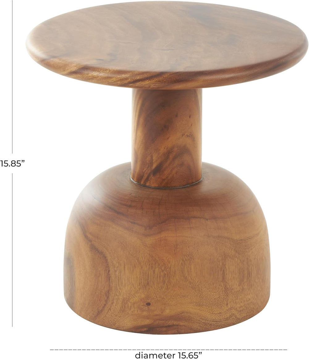 Deco 79 Wood Handmade Side End Accent Table End Table with Rounded Block Base...