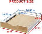 Pull Out Cabinet Organizer,Heavy-Duty Slide Out Shelf, Wood And Wire Basket, Pull Out Drawer for for Kitchen Under Sink Space, Pantry, Bathroom (26 * 21 WM)