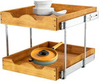 DINDON 2 Tier Pull Out Cabinet Organizer (14" W x 18" D) Slide Out Wood Drawer, Two Tier Sliding Shelf Organization and Storage…