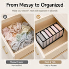Nylon Drawer Dividers Breathable Mesh Organizers With Reinforced Edges For Lingerie, Socks, Underwear And Travel, 7 Grid