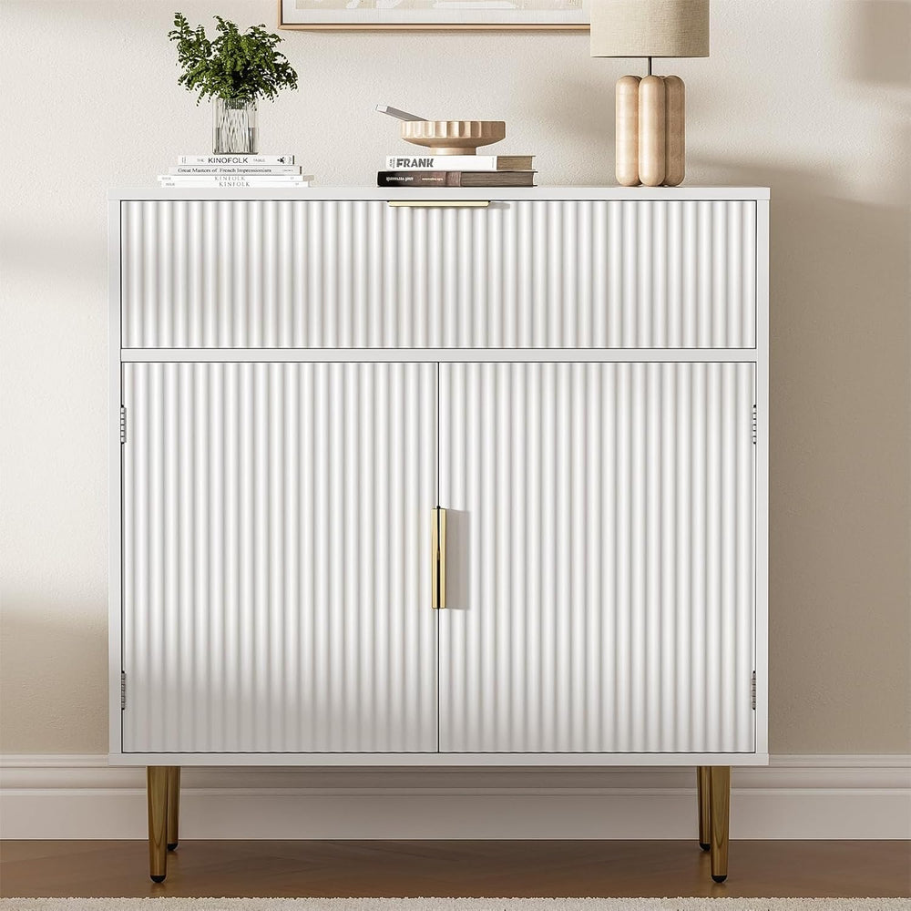 Housoul Sideboard Buffet Cabinet with 2 Doors and Large Drawer, White