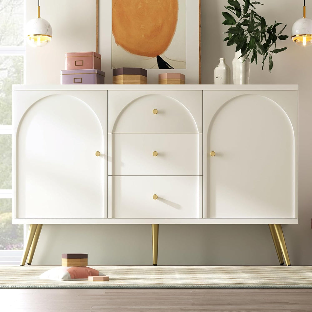 CYJZH Modern Metal Foot Two Door Dining Cabinet, Combining Wood and Metal, Si...