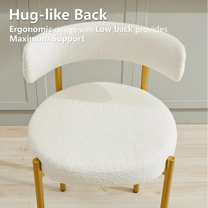 Boucle Dining Chairs Set of 4, Mid Century Modern Dining Room Chairs with Bar...