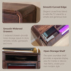 Modern Fireplace TV Stand with 36" LED Electric Fireplace for 80 inch TVs, 32" Tall Entertainment Center w/Drawers &Adjustable Shelves, Wood Media Console w/Curved Profile Design for Living Room,Brown