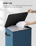SOLEDI Laundry Hamper with Lid 100L Large & Tall Collapsible Laundry Baskets, Clothes Hamper with Bag Removable Easy to Carry, Dirty Hampers for Bedroom, Bathroom, Dorm, College, Blue