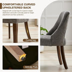 UVV Wooden Dining Chairs Set of 6, Mid Century Upholstered Dining Room Chair Kitchen Chairs, Chenille Dinner Chair with Solid Wood Legs for Kitchen Dining Room, Dark Grey