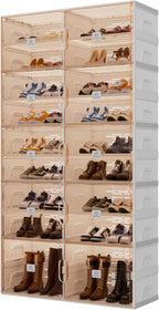 Foldable Shoe Rack Organizer for Entryway with Clear Magnetic Doors - Large Capacity Shoe Cabinet for Boots, Sneakers & All Shoes, Easy Assembly, White 9-Tier 36 Pairs