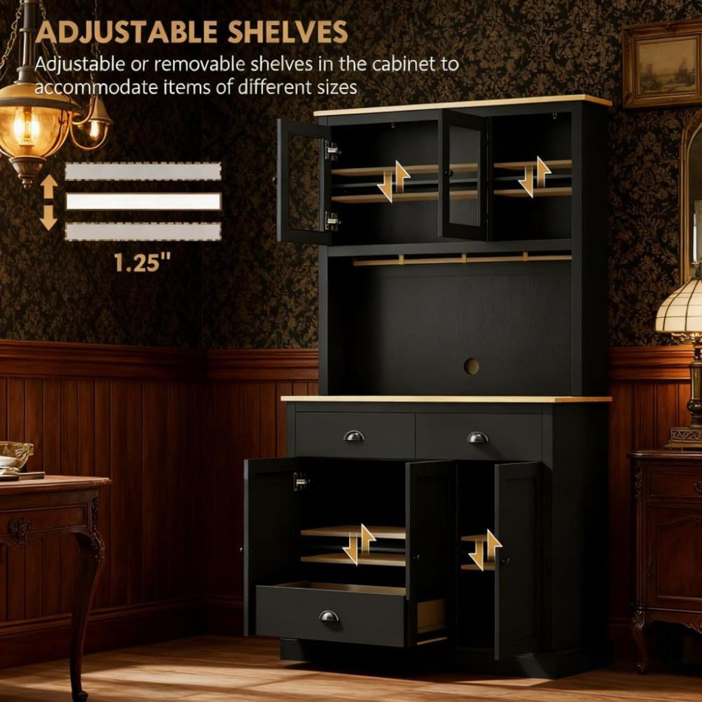 Kitchen Pantry Cabinet Tall Food Pantries w/Drawers&Adjustable Shelves fo...