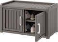 KAMABOKO Shoe Storage Cabinet Waterproof UV-Resistant, Entryway Storage Bench Indoor Outdoor with 2 Barn Doors, Adjustable Shelves for Entryway, Bedroom, Hallway,Living Room(Grey)