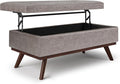 SIMPLIHOME Owen 42 inch Wide Mid Century Modern Rectangle Lift Top Large Coffee Table Storage Ottoman in Distressed Grey Vegan Faux Leather, Assembled, for the Living Room, Entryway and Family Room
