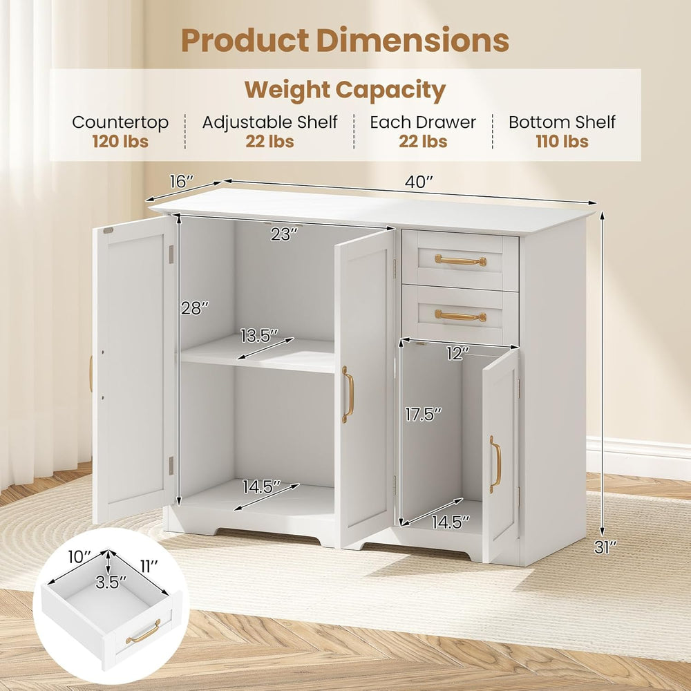 Giantex Sideboard Buffet Cabinet, Modern White Sideboard Cabinet with 2 Drawe...