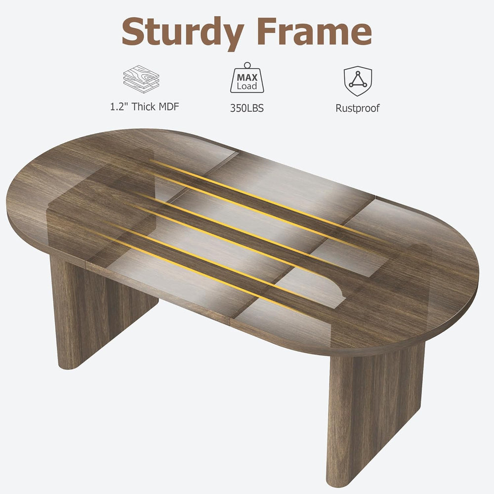 Oval Dining Table for 4-6 People, 63" Modern Kitchen Table with Thick St...