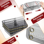 8 Pcs Extendable Clear Drawer Organizer, All Adjustable Vanity Storage Box, 2-Size Desk Drawer Organizer, Acrylic Storage Bins for Makeup, Bedroom Dressers Tool Organizer for Gadgets, Black