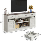 St.Mandyu 70" Large Farmhouse TV Stand for 85/80/75/70 Inch TVs w/4 Drawers,Rustic Tall Media Console w/Sliding Barn Door, Adjustable Shelves,Tall Entertainment Center for Living Room,White