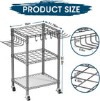 T1 Garden Tool Organizer（with Lockable Wheels） Heavy Duty Garage Tool Storage for Yard，Shed，Outdoor and Lawn，Freestanding Tool Organizers and Storage UP to 50 Tools，Grey with Anti-Tip Device