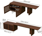 XEW Extendable TV Stand with Storage and Shelves, Wood Entertainment Center for 55+ Inch TV, Modern TV Console, Minimalist Media Console for Living Room, Bedroom-Walnut (Extendable: 63"-86.6")