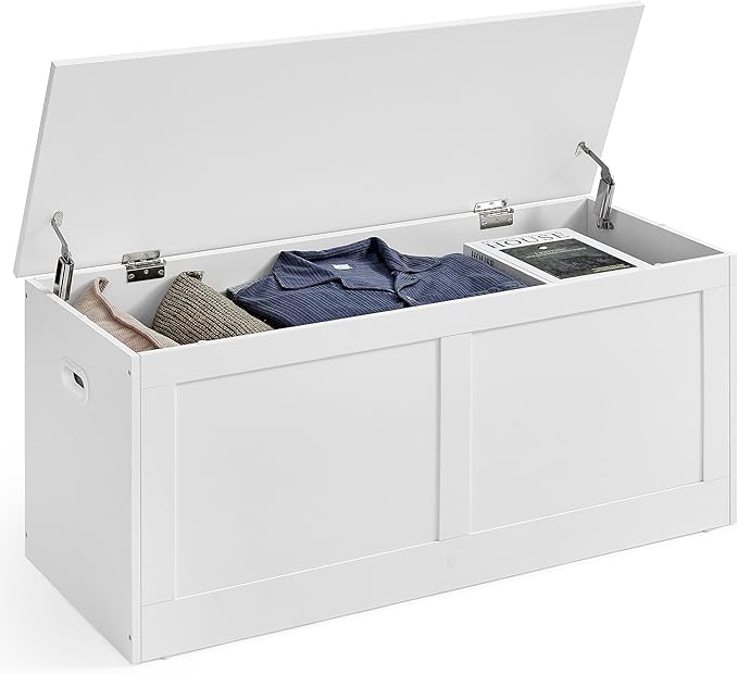 VASAGLE Storage Chest, Storage Trunk with 2 Safety Hinges, Storage Bench, Sho...