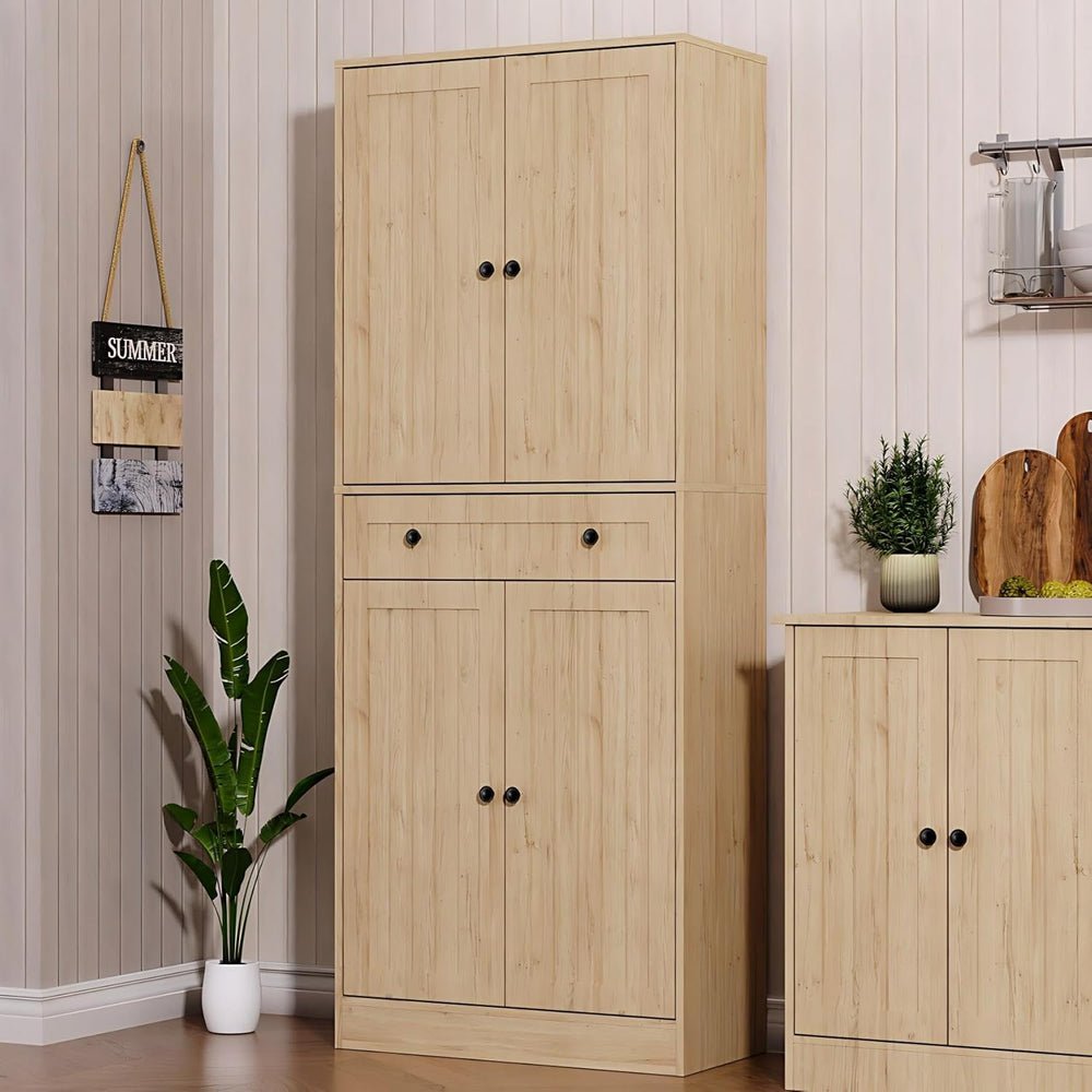 Furnify Kitchen Pantry Storage Cabinet, 71" H Farmhouse Pantry Cabinet w...