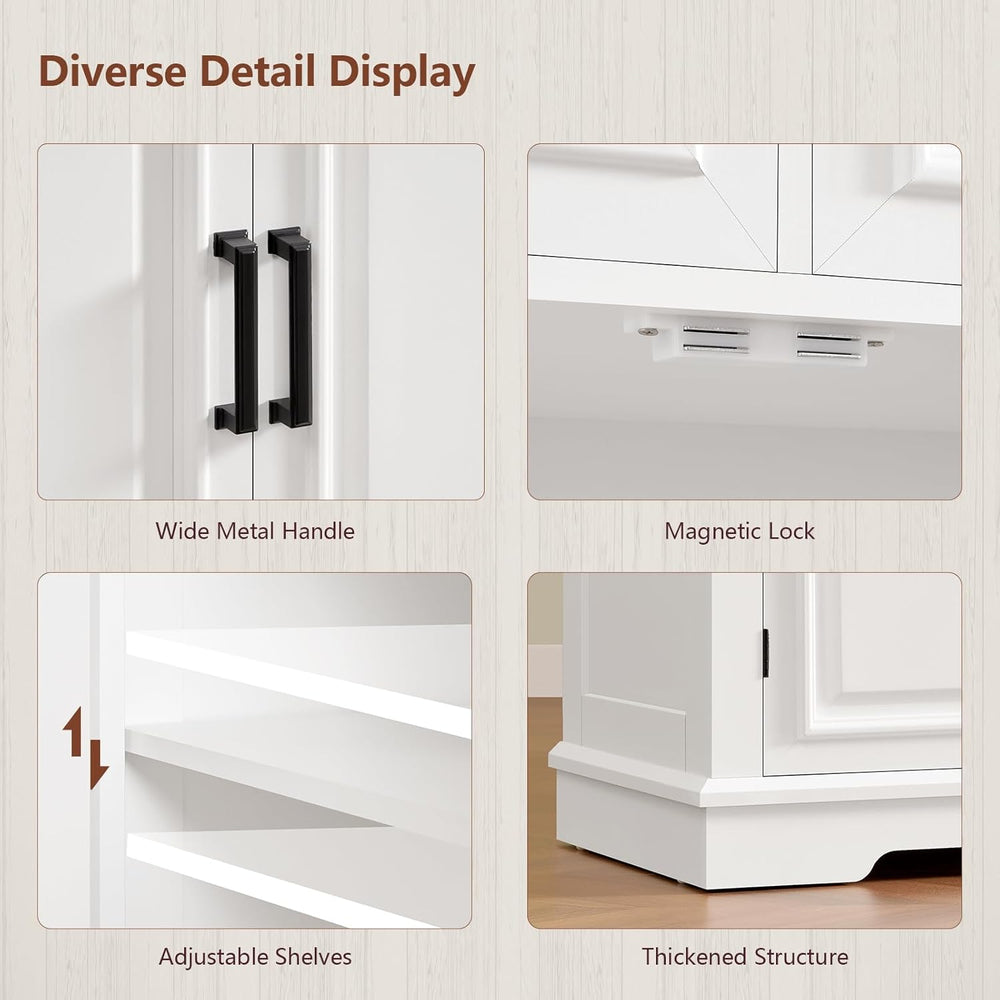usikey 59” Large Buffet Cabinet with 4 Doors and 3 Drawers, Buffet Sideboard ...