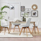 OLIXIS Dining Chairs Set of 4, Mid Century Modern Accent Chairs with Curved Backrest and Wood Legs, PU Leather Upholstered Kitchen Side Chair for Living Room, Bedroom, Outdoor Patio, White
