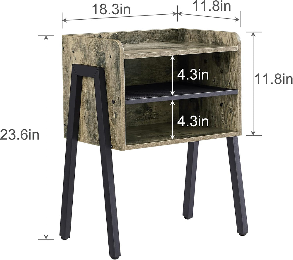 VECELO Nightstand Set of 2,Industrial Side Table End Table,Stackable Accent T...