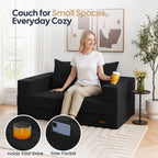 COMAX Futon Sofa Bed, 4‑in‑1 Convertible Sofa Bed, Folding Boneless Couches | Boneless Couch for living room, Fold Out Small Foldable Loveseat Floor Sleeper Mattress Lounge Space‑Saving, Black