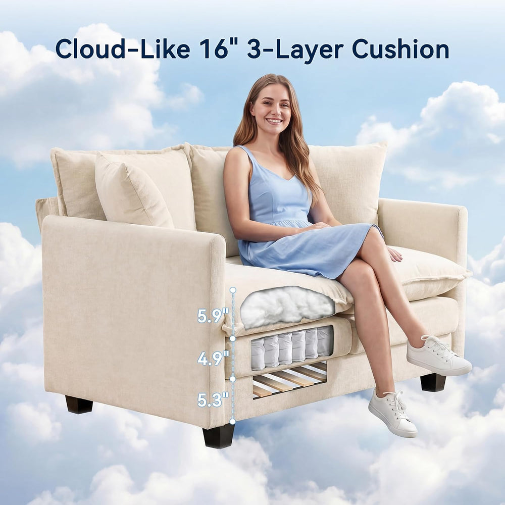 3 Seater Couch & Loveseat Sofa 2 Piece Set, Small 50" Love Seat &amp...