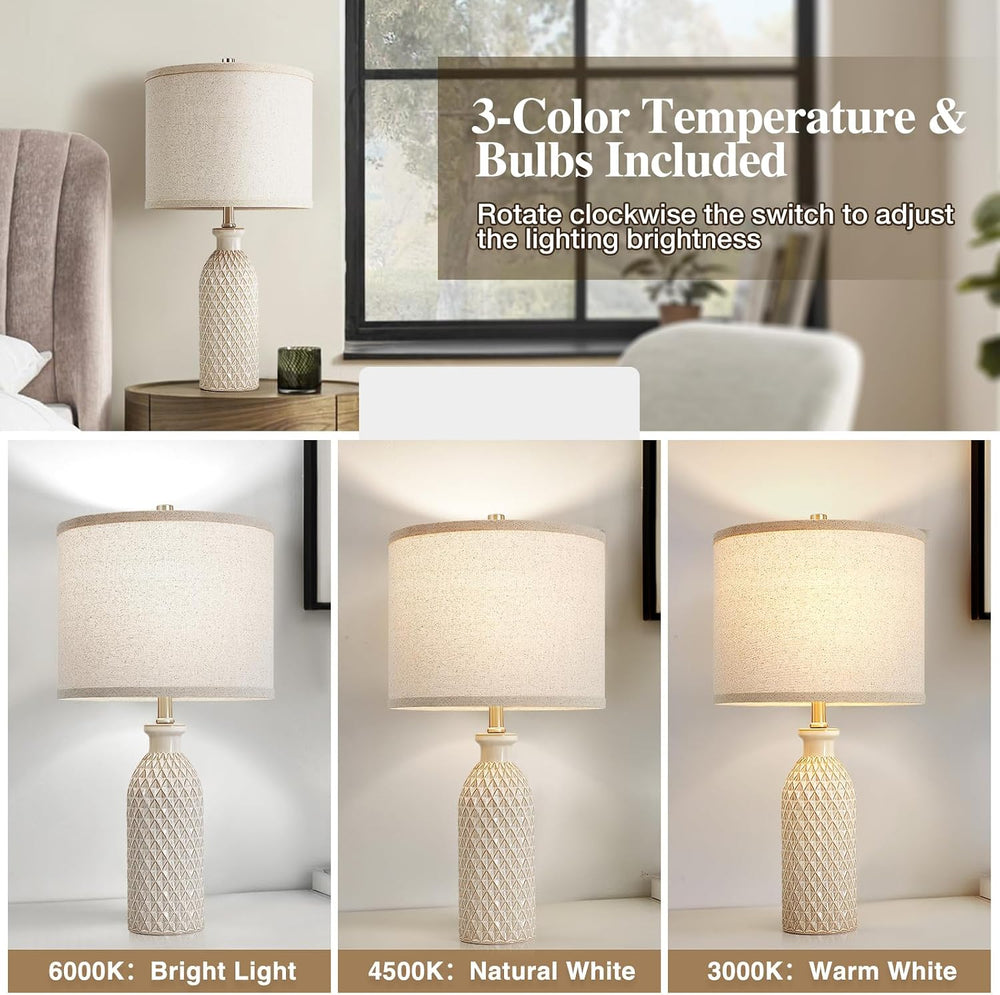 Luvkczc Modern Ceramic Table Lamp Set of 2, Adjustable Color Temperature