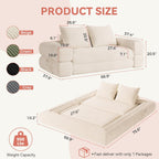 Jocoevol 4-in-1 Convertible Folding Sofa Bed, 78"W x 68"L Queen Size Foldable Sleeper Sofa Bed, Wide Corduroy Upholstery, Boneless Mattress Couch with Armrests & Neck Pillow for Living/Bedroom, Beige