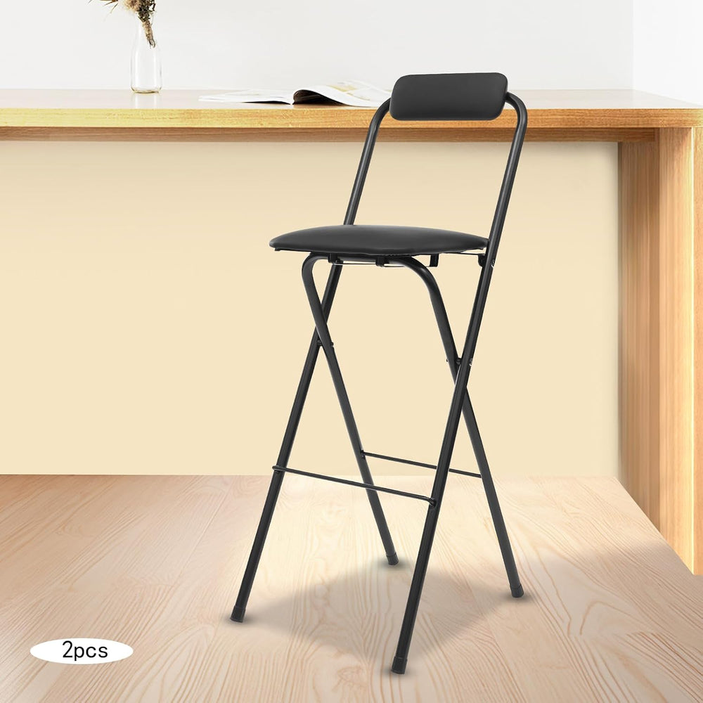 2-PCS Black Modern Freestanding Stool Set, 125 kg Max Load Capacity Foldable ...