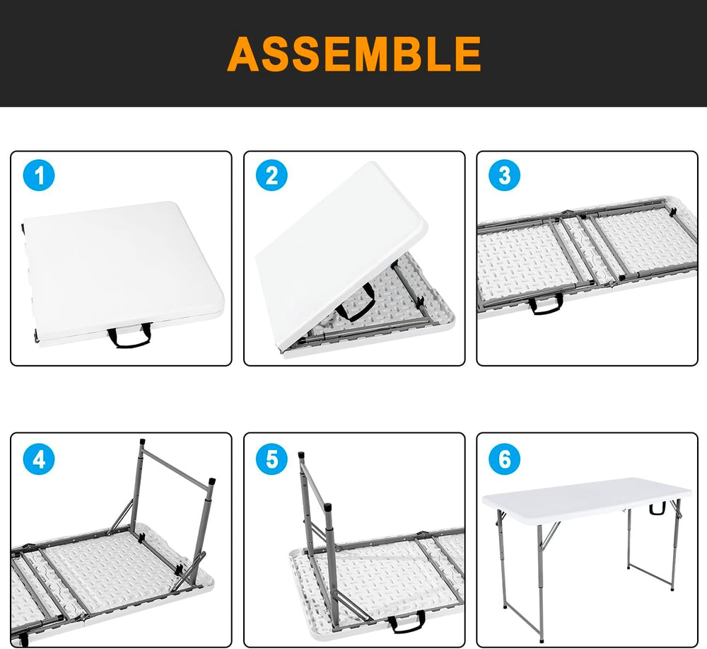 2-PCS 48" W x 24" D x 29.5" H - 4FT White Folding Table Heavy ...