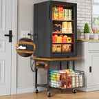 Hongtamoya Mini Fridge Stand with Storage and Power Outlet, Small Refrigerator Stand with Wheels, Mini Fridge Cart-Max Load 300 LBS Heavy Microwave Printer Stand Utility Cart for Dorm,Kitchen, Office