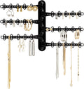 6-Tier Hanging Wall Jewelry Organizer, Earring, Necklace, Ring Holder-Black | Large Capacity with 120 Earring Holes, Rotating Branches, Includes 3M Command Strips, Bracelet, Ring & Necklace Storage