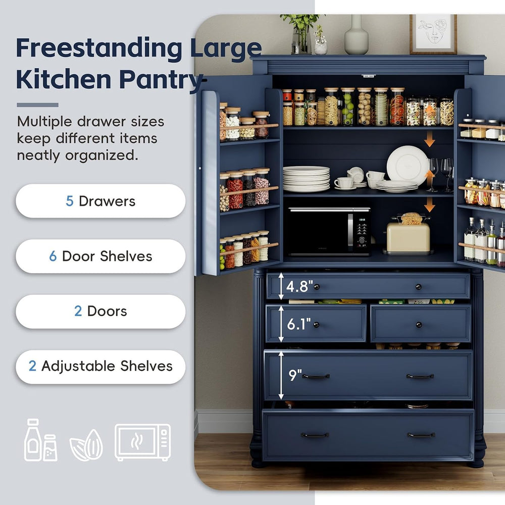 Spaco 77.3" Tall Kitchen Pantry Cabinet,Modern Pantry Storage Cabine wit...