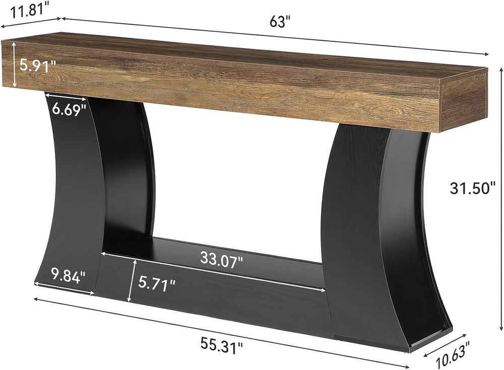 63-Inch Console Table, Behind Couch Sofa Table, Modern Entryway Furniture | H...